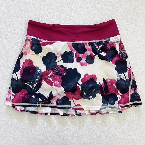 Lululemon Inky Floral Ghost Inkwell Bumble Berry Pleated Pace Setter Skirt 4Tall - Picture 10 of 10